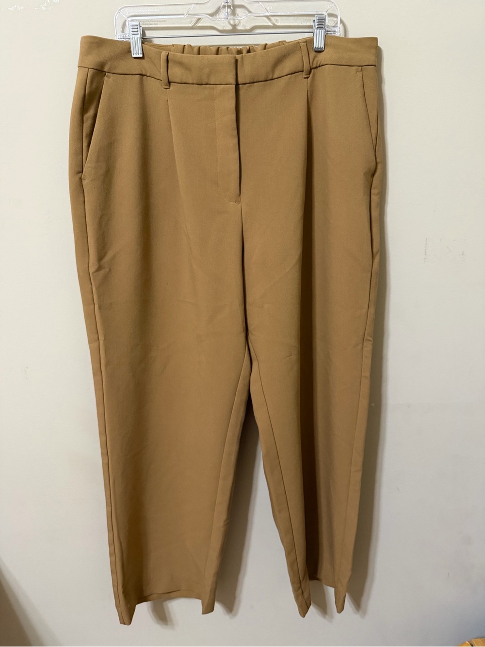 Old Navy Women's Taylor wide leg Trousers Camel elastic waist extra high rise XL